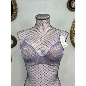 Princesse Tam Tam Lavender Periwinkle Paisley Mesh Underwire Bra NWT 36B France